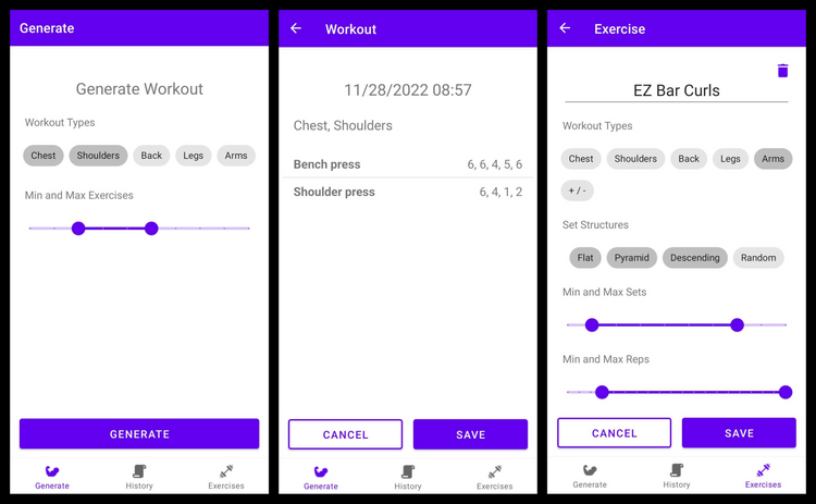 Workout Generator Android App